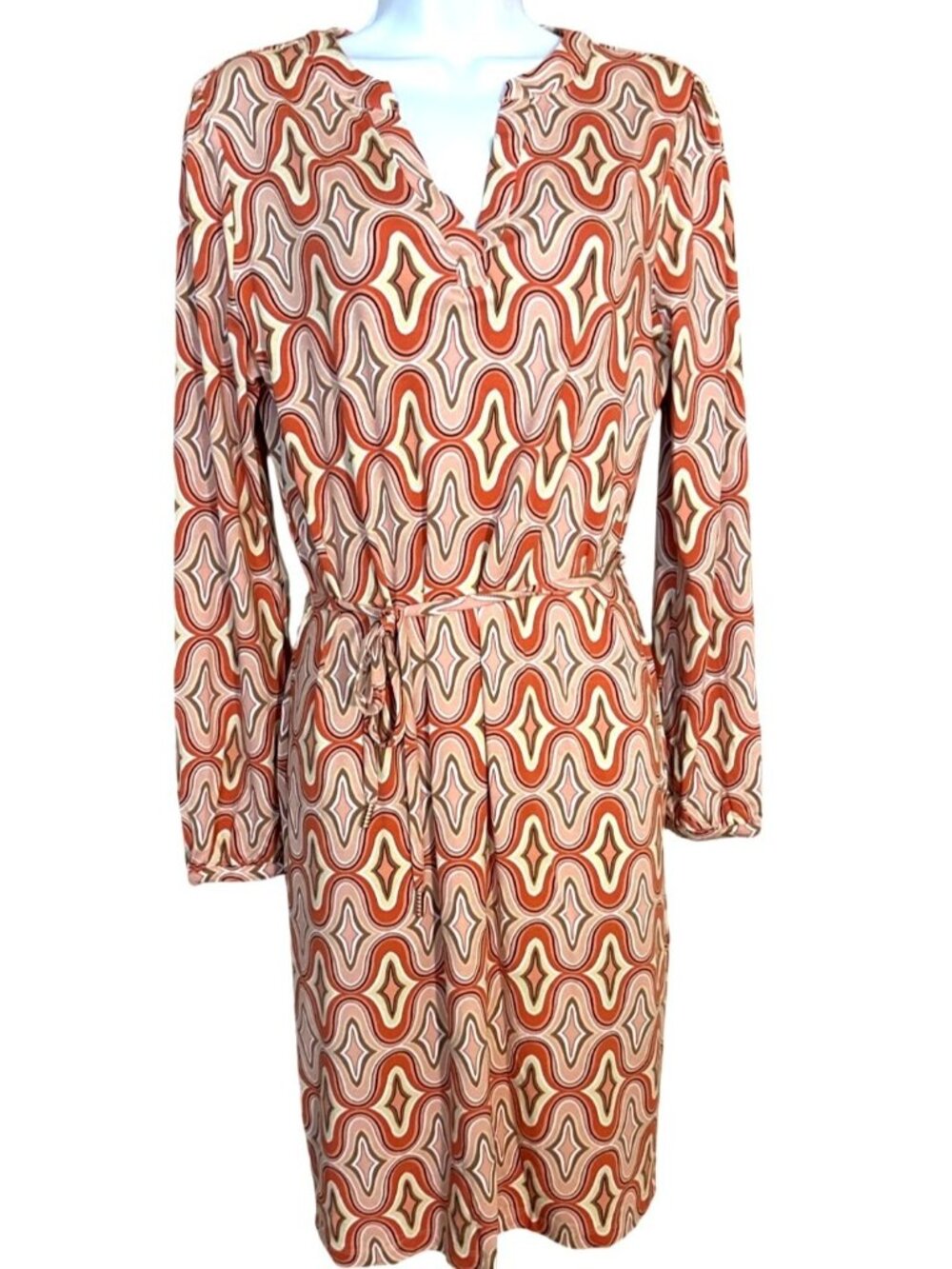 Esqualo Groovy Mod Dress Small Tie Waist Multicolor Viscose Euro Fash